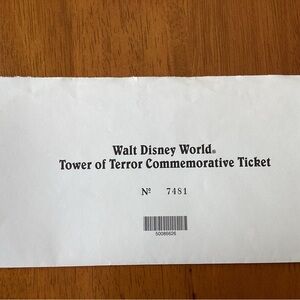 Walt Disney World Tower of Terror Commemorative Ticket